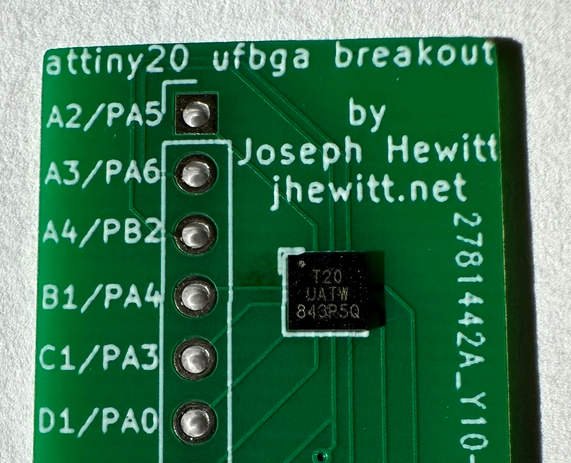 attiny20 soldered into place