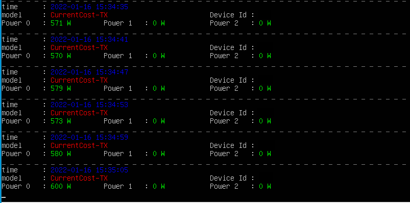 rtl_433 showing CurrentCost data